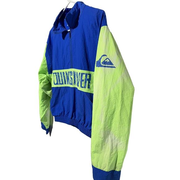 Vintage Quiksilver Jacket Boys Green Blue Full Zip Track Windbreaker Y2K size XL - Picture 2 of 4